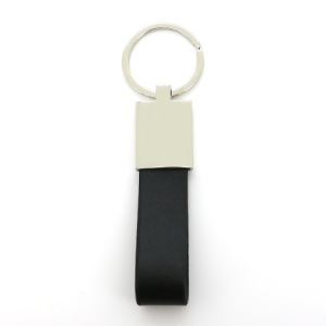 Porte-clés simili cuir noir - Goodies publicitaires chez Kadopro